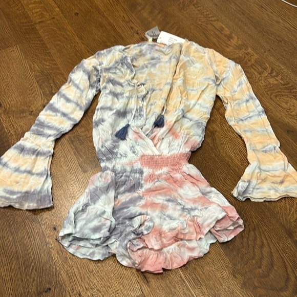 NWT Vintage Havana Girls Romper White Pink Purple and Yellow Size 10